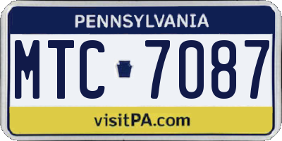 PA license plate MTC7087