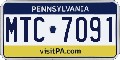 PA license plate MTC7091