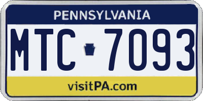 PA license plate MTC7093