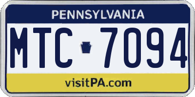 PA license plate MTC7094
