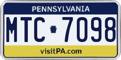PA license plate MTC7098