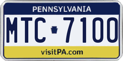 PA license plate MTC7100