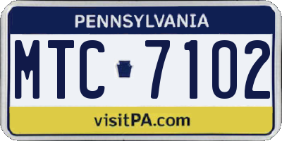 PA license plate MTC7102