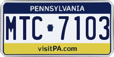 PA license plate MTC7103