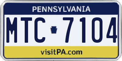 PA license plate MTC7104
