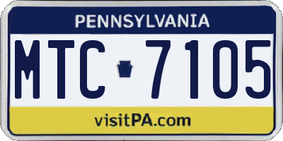 PA license plate MTC7105
