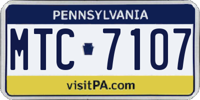 PA license plate MTC7107