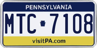 PA license plate MTC7108