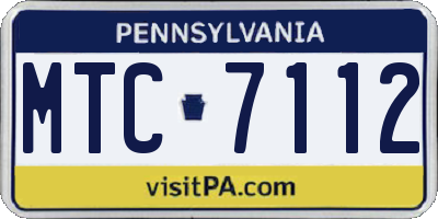 PA license plate MTC7112