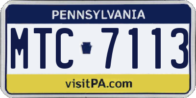 PA license plate MTC7113