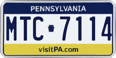 PA license plate MTC7114