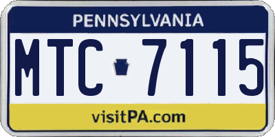 PA license plate MTC7115