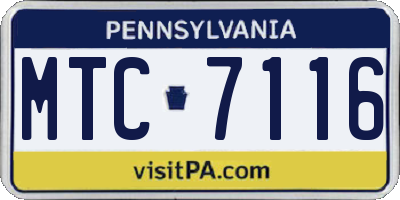 PA license plate MTC7116