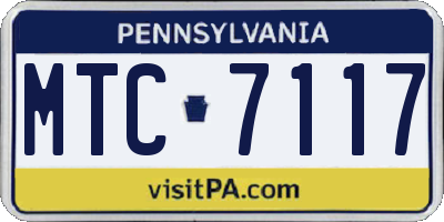PA license plate MTC7117