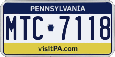 PA license plate MTC7118