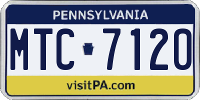 PA license plate MTC7120