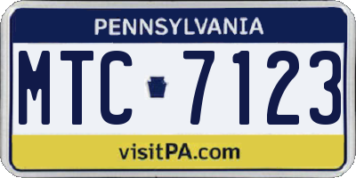 PA license plate MTC7123
