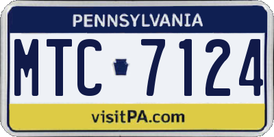 PA license plate MTC7124
