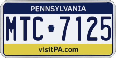 PA license plate MTC7125