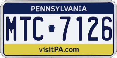 PA license plate MTC7126