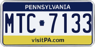 PA license plate MTC7133