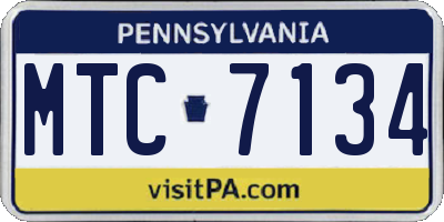 PA license plate MTC7134