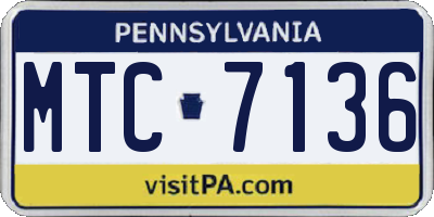PA license plate MTC7136