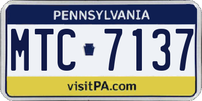 PA license plate MTC7137