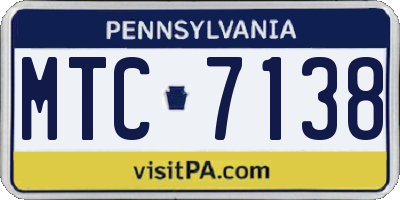 PA license plate MTC7138