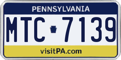 PA license plate MTC7139