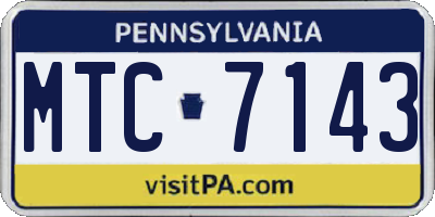 PA license plate MTC7143