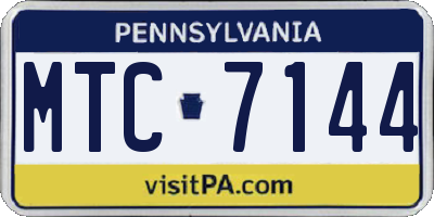 PA license plate MTC7144