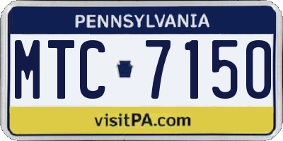 PA license plate MTC7150