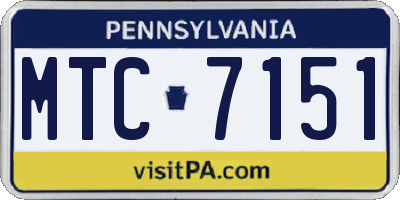 PA license plate MTC7151
