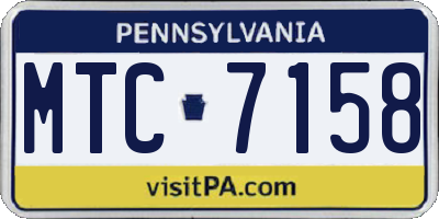 PA license plate MTC7158