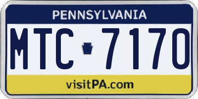 PA license plate MTC7170