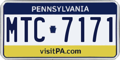 PA license plate MTC7171