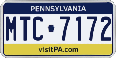 PA license plate MTC7172