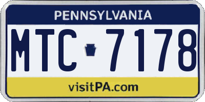 PA license plate MTC7178