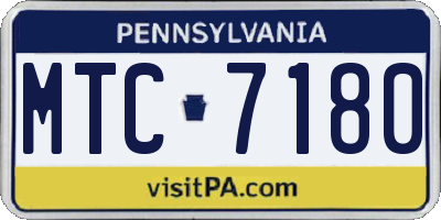 PA license plate MTC7180