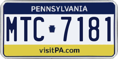 PA license plate MTC7181