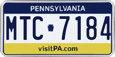 PA license plate MTC7184