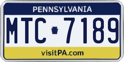 PA license plate MTC7189
