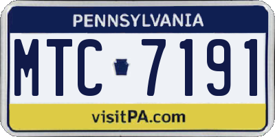 PA license plate MTC7191