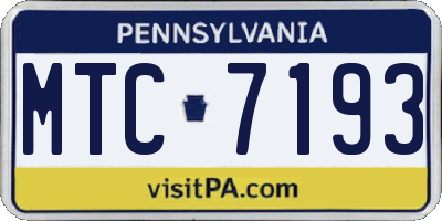 PA license plate MTC7193