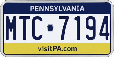 PA license plate MTC7194