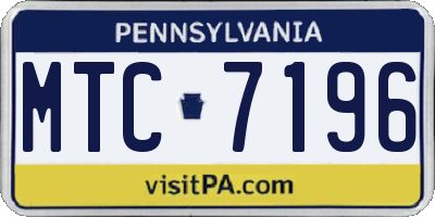 PA license plate MTC7196
