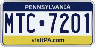 PA license plate MTC7201