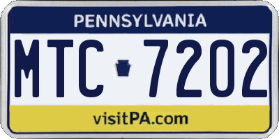 PA license plate MTC7202