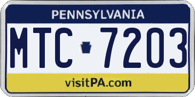 PA license plate MTC7203